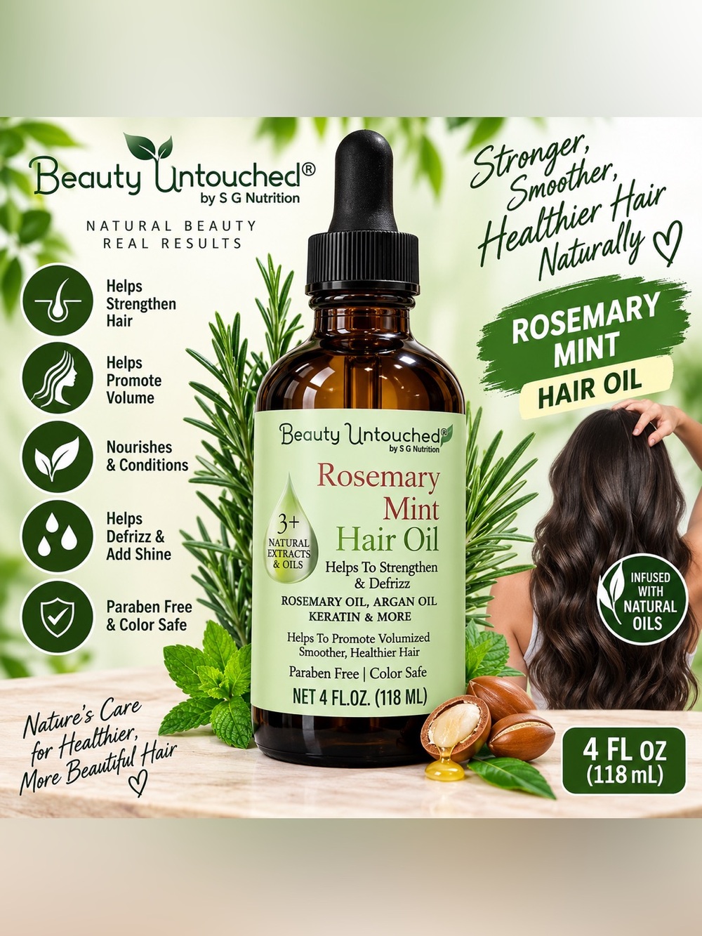 Rosemary Mint Hair Oil - Nourishing Green Hair Treatment